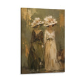 Two Elegant Women Floral Hat Vintage Old Master Figurative Framed Canvas Wall Art