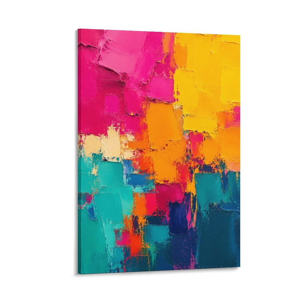 Bold Colorful Abstract Palette Knife Oil Painting Framed Canvas Wall Art