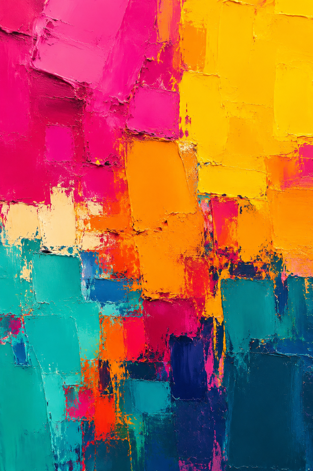 Bold Colorful Abstract Framed Canvas Wall Art | Palette Knife Oil Painting Print