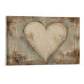 Rustic Cream Heart Textured Vintage Romantic Love Framed Canvas Wall Art