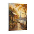 Paris Seine River Autumn Cafe Eiffel Tower Romantic Impressionist Framed Canvas Wall Art