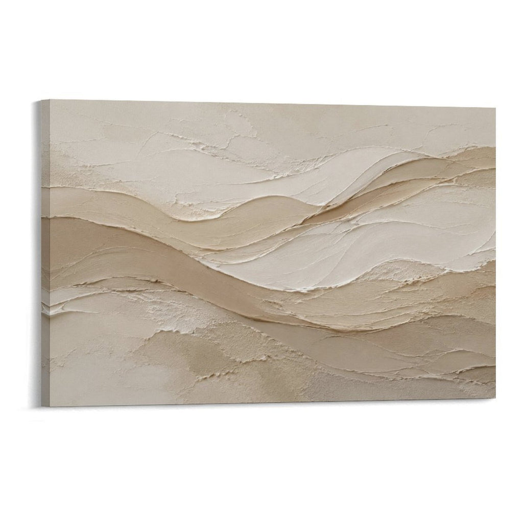 Warm Tan Sand Dune Textured Abstract Neutral Wabi-Sabi Framed Canvas Wall Art