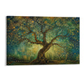 Klimt-Style Tree of Life Gold Mosaic Art Nouveau Teal Framed Canvas Wall Art