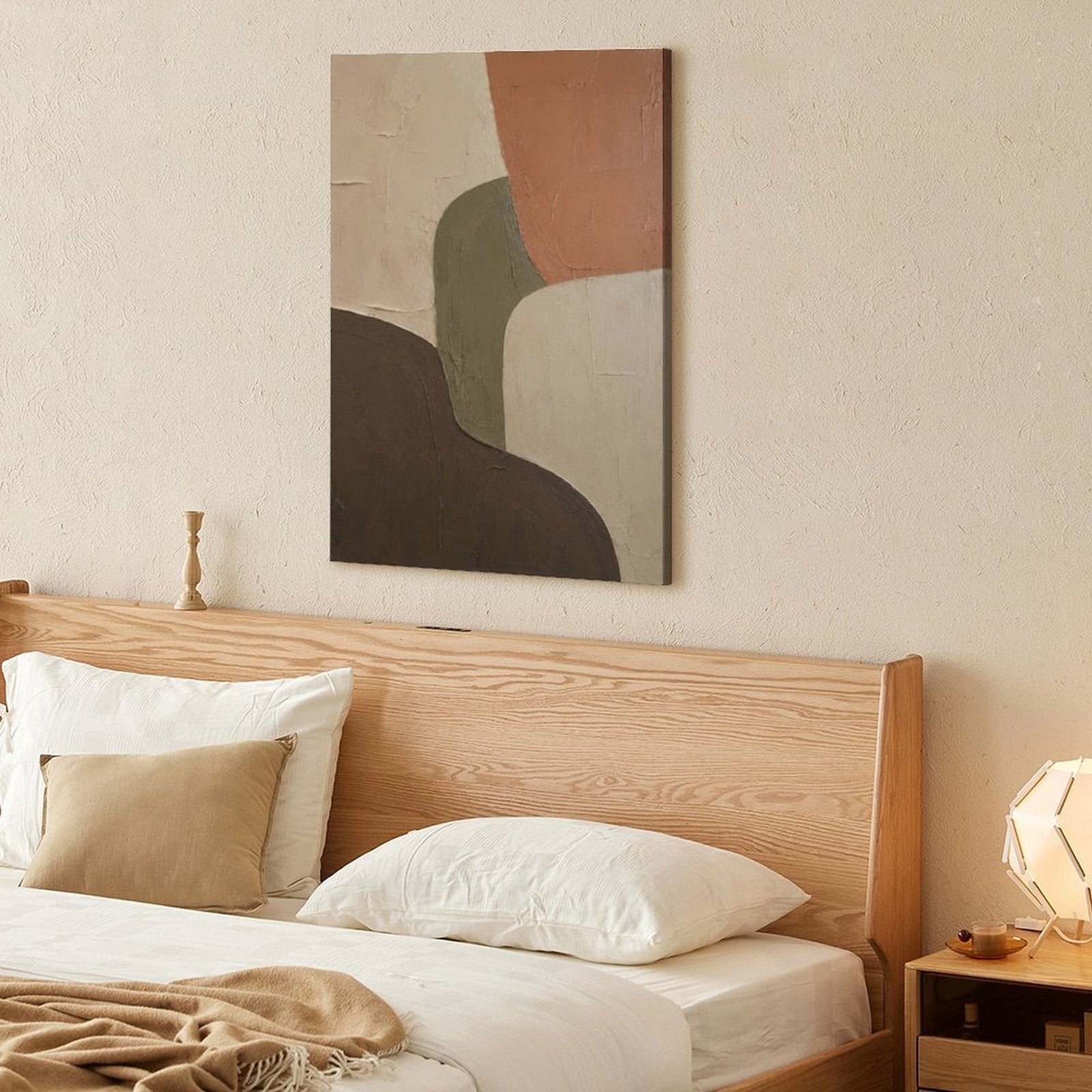 Earth Tone Geometric Abstract Textured Framed Canvas Wall Art | Boho Terracotta Neutral Print