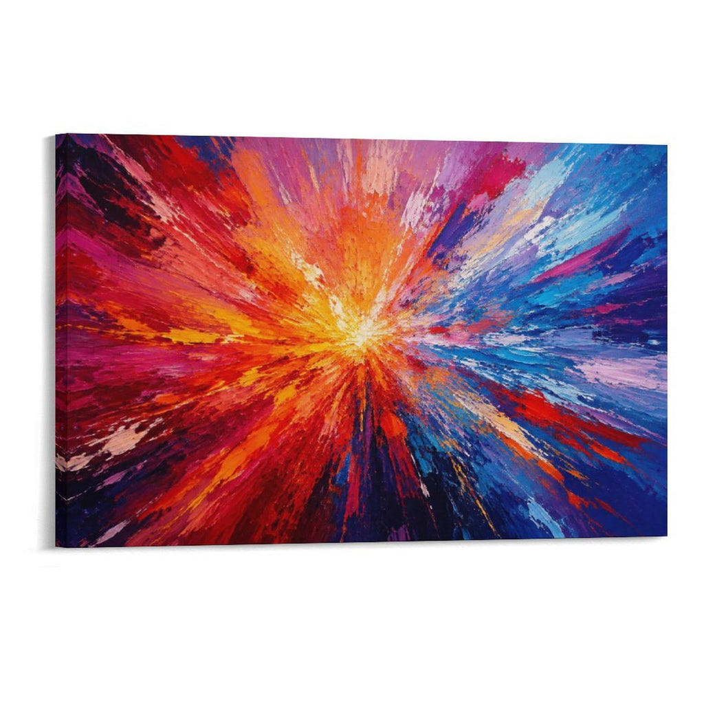 Red Orange Gold Starburst Abstract Bold Energy Explosion Framed Canvas Wall Art