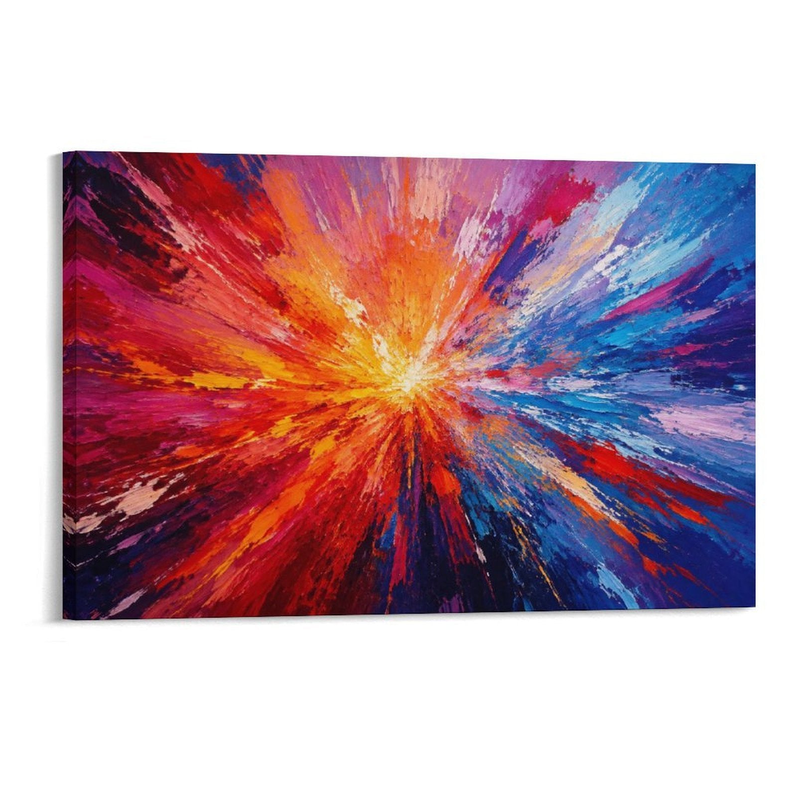 Red Orange Gold Starburst Abstract Bold Energy Explosion Framed Canvas Wall Art