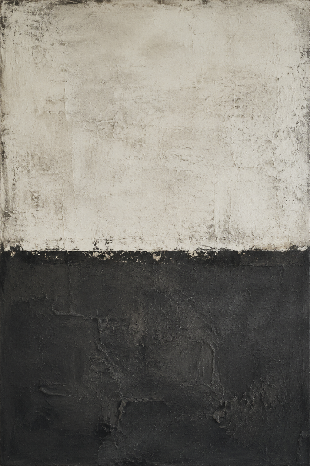 Cream Charcoal Minimalist Abstract Textured Framed Canvas Wall Art | Wabi-Sabi Neutral Print