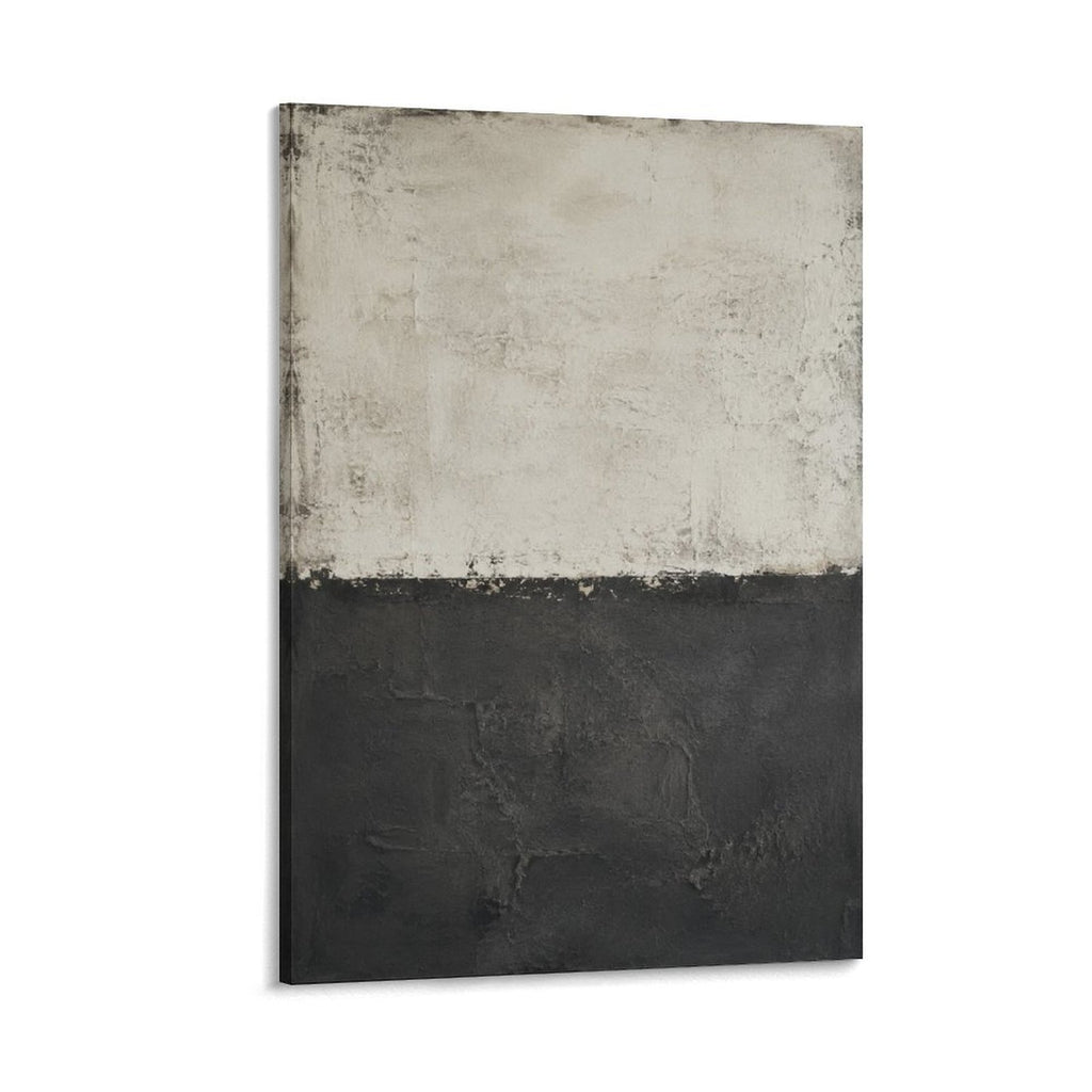 Cream Charcoal Minimalist Abstract Textured Wabi-Sabi Neutral Framed Canvas Wall Art