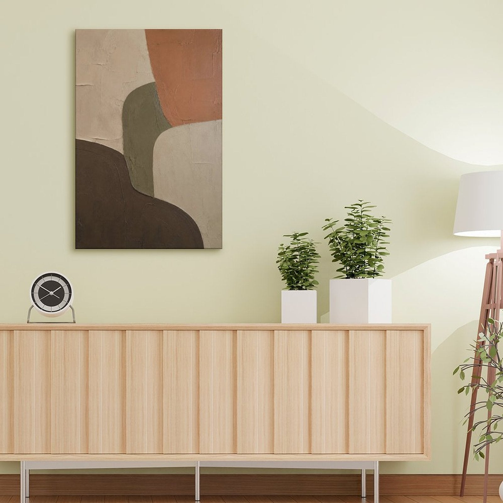 Earth Tone Geometric Abstract Textured Framed Canvas Wall Art | Boho Terracotta Neutral Print
