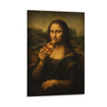 Mona Lisa Eating Pizza Funny Humorous Pop Art Parody Framed Canvas Wall Art