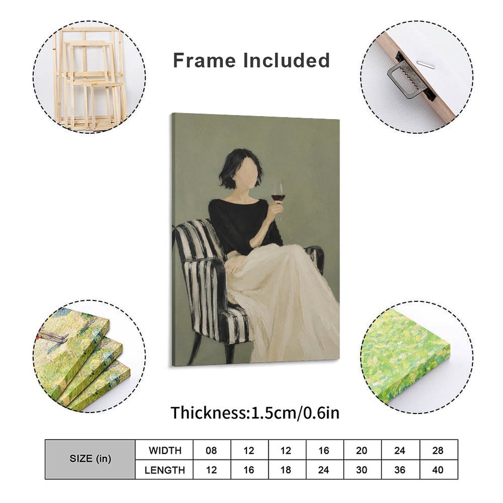 Elegant Woman with Wine Glass Framed Canvas Wall Art | Minimalist Figurative Print