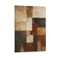 Earth Tone Geometric Block Abstract Mondrian-Style Neutral Framed Canvas Wall Art