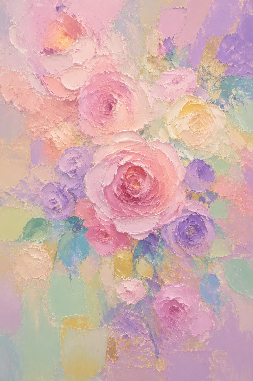 Pastel Rose Peony Bouquet Framed Canvas Wall Art | Soft Pink Purple Floral Print