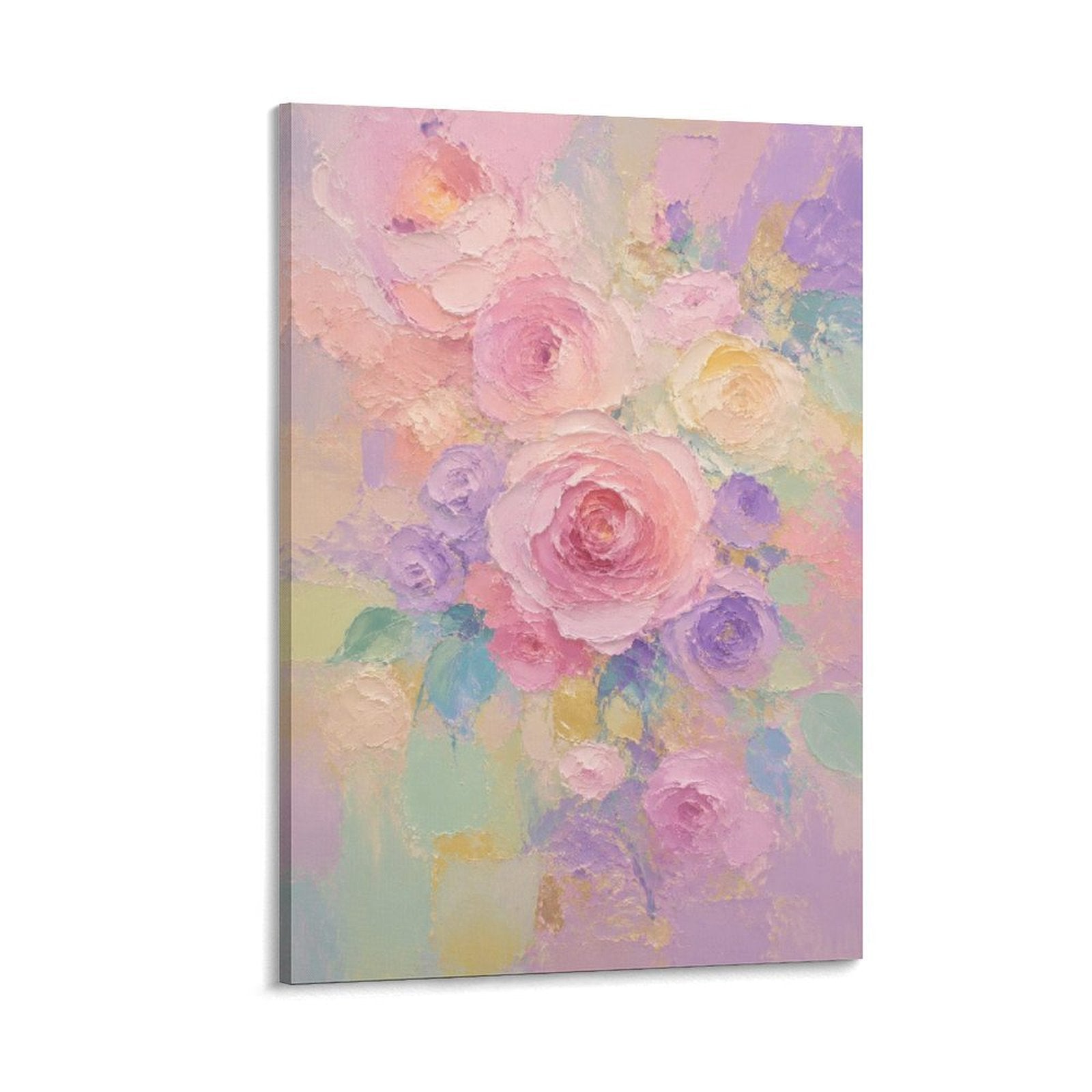 Pastel Rose Peony Bouquet Soft Pink Purple Floral Framed Canvas Wall Art