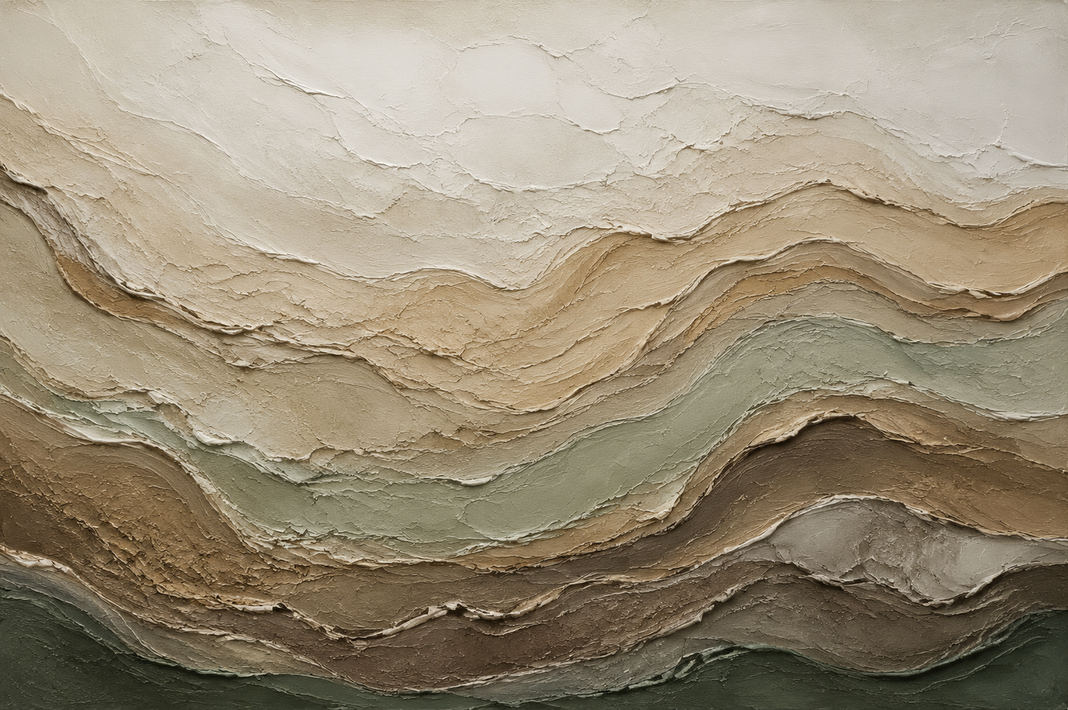Earth Tone Layered Wave Textured Abstract Framed Canvas Wall Art | Neutral Geological Print
