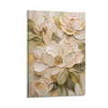 Cream Gold Peony Textured Luxury Floral Relief Framed Canvas Wall Art