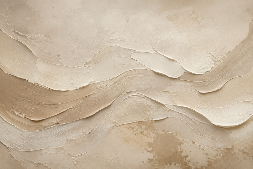 Beige Sand Wave Textured Abstract Framed Canvas Wall Art | Minimalist Neutral Plaster Print