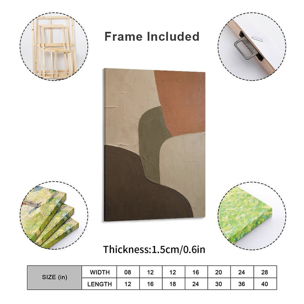 Earth Tone Geometric Abstract Textured Framed Canvas Wall Art | Boho Terracotta Neutral Print