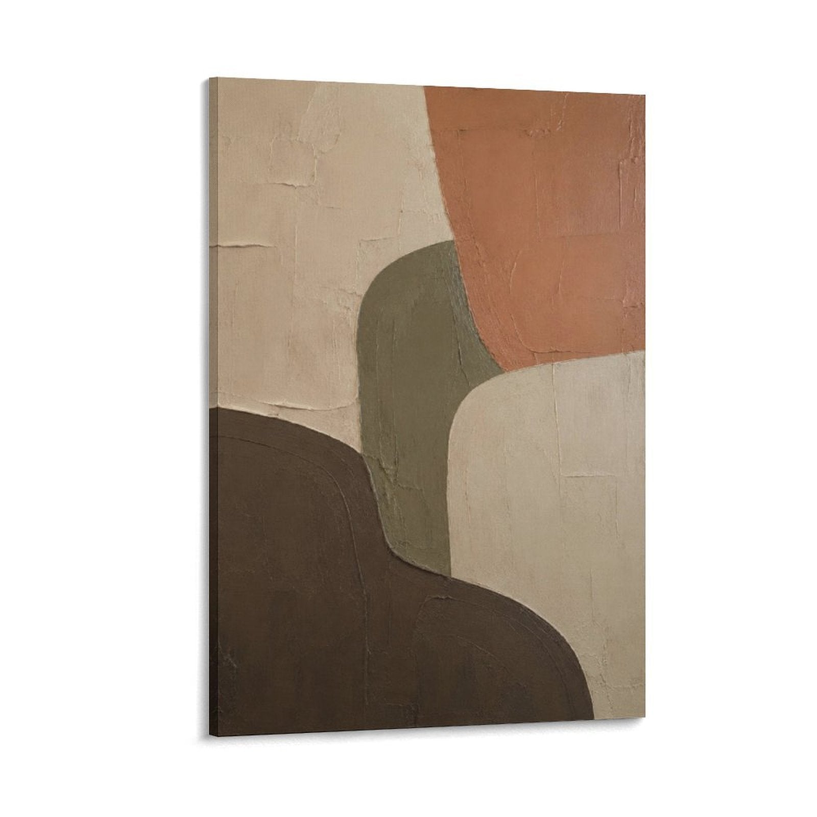 Earth Tone Geometric Abstract Textured Boho Terracotta Neutral Framed Canvas Wall Art