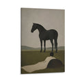 Woman and Black Horse Minimalist Moody Figurative Framed Canvas Wall Art